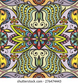 Abstract seamless graphic background. Hand drawn arabic pattern, fabric repeating texture with tribal ethnic ornament, vector fashion illustration