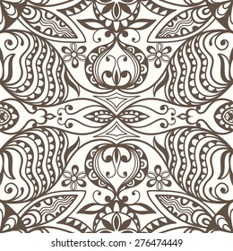 Abstract seamless graphic background. Hand drawn arabic pattern, fabric repeating texture with tribal ethnic ornament, vector fashion illustration