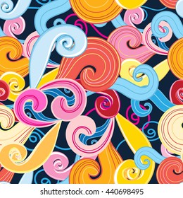 Abstract seamless graphic pattern of different interesting waves
