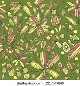 Abstract seamless green flowers pattern