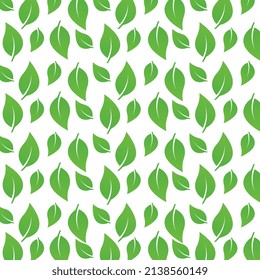 Abstract seamless green leaves pattern, nice green leaves design on white background, groups of leaves pattern style, vector, illustration