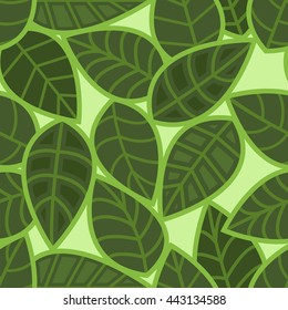 Abstract seamless green leaves vector pattern.