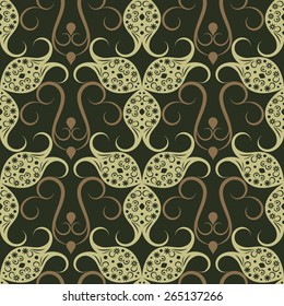 Abstract seamless green vintage floral vector pattern.