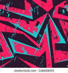Abstract seamless grunge geometric pattern for girl,  boy, sport textile, clothes, wrapping paper. Arrows repeat ornament