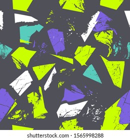 Abstract seamless grunge geometric pattern. Textured repeated print for fashion textile  clothes, qrapping paper.