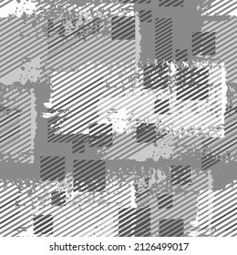 Resumen del patrón geométrico de grunge sin fisuras. Línea gruesa de impresión repetida para el deporte textil, la moda textil, el papel de envoltura. Ornamento de repetición controlado