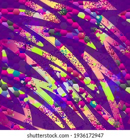 Abstract seamless Grunge girls pattern with waves, colorful honeycomb and shabby textured elements. Purple grungy repeats print for fashion textile, clothes, wrapping paper.