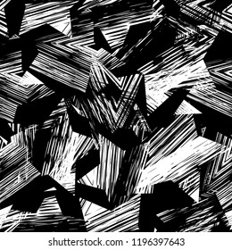 Abstract seamless grunge pattern. Black and white Repeated backdrop for boy, textile, clothes, wrapping paper. 