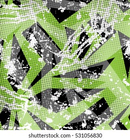 Abstract seamless grunge pattern for boy and girl. Creative modern background with original design. Urban style for clothes, textile, sport, fashion. Geometric grunge pattern