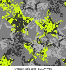 abstract seamless grunge pattern for boys, wrapping paper, textile, clothes. urban repeated backdrop with shape stars.Childish wallpaper