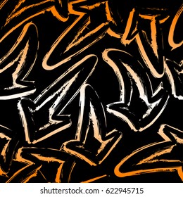 abstract seamless grunge pattern for boys, textile, clothes, wrapping paper. Black background with shape gradient arrows. creative modern guys repeated backdrop. 
