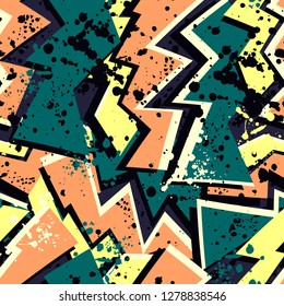 Abstract seamless grunge pattern in bright colors. repeated backdrop for girl, sport and fashion textile, clothes