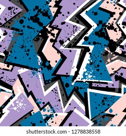 Abstract seamless grunge pattern in bright colors. repeated backdrop for girl, sport and fashion textile, clothes