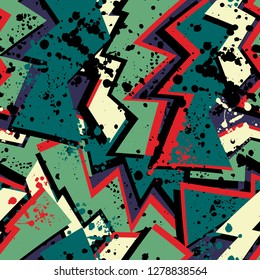 Abstract seamless grunge pattern in bright colors. repeated backdrop for girl, sport and fashion textile, clothes