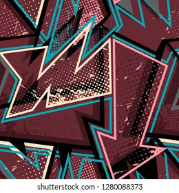 Abstract seamless grunge pattern in bright colors. repeated backdrop for girl, sport and fashion textile, clothes