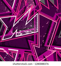 Abstract seamless grunge pattern in bright colors. repeated backdrop for girl, sport and fashion textile, clothes