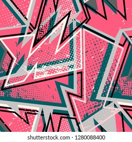 Abstract seamless grunge pattern in bright colors. repeated backdrop for girl, sport and fashion textile, clothes