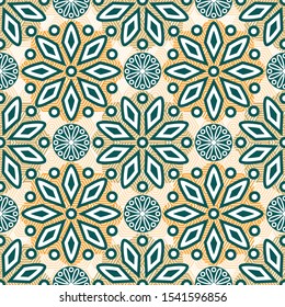 Abstract seamless grunge pattern design for silk scarf pattern with leaves and geometric element. For printing on fabrics, kimonos, hijabs.
