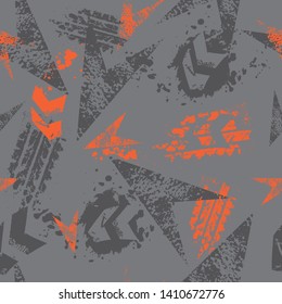 Abstract seamless grunge pattern. Geometric repeated print for sport textile, fashion clothes, wrapping paper. 