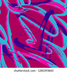 Abstract seamless grunge pattern. Graffiti repeated backdrop for fashion textile, clothes, wrapping paper.