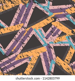 Abstract seamless grunge pattern. Urban style lightning and spray elements. Drive and sport modern creative wallpaper.