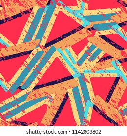 Abstract seamless grunge pattern. Urban style lightning and spray elements. Drive and sport modern creative wallpaper.