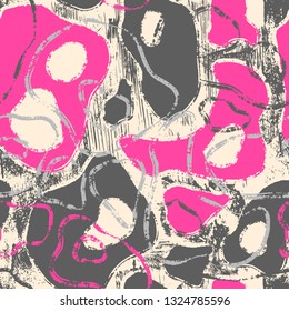 Abstract seamless grunge pattern. Urban style modern background with wavy chaotic elements. Drive modern creative wallpaper