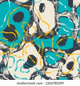Abstract seamless grunge pattern. Urban style modern background with wavy chaotic elements. Drive modern creative wallpaper
