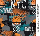 Abstract seamless grunge sport pattern pattern for textile. basketball  modern background .  Extreme boys wallpaper