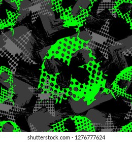 Abstract seamless grunge sport pattern for girls,boys.Creative vector background with butterfly, stars, geometric figures. Funny butterfly wallpaper for textile and fabric. Fashion grunge sport style.
