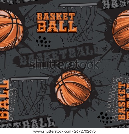Abstract seamless grunge sport pattern pattern for textile. basketball  modern background .  Extreme boys wallpaper