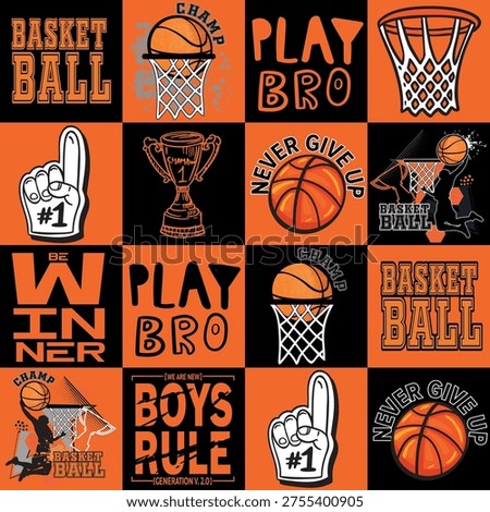 Abstract seamless grunge sport pattern pattern for textile. basketball  modern background .  Extreme boys wallpaper
