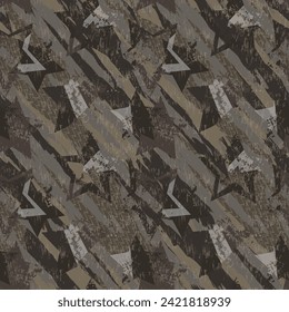 Abstract seamless Grunge stars pattern for sport textile, clothes, wrapping paper. Grey grungy endless ornament. Textured camouflage repeat print. Military print with stripes and stars.