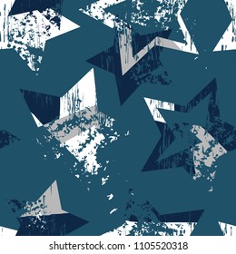 Abstract seamless grunge states pattern. Grungy repeated backdrop for boy, sport textile, clothes, wrapping paper. Shabby textured wallpaper. 