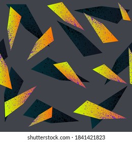Abstraktes, nahtloses, farbiges Muster. Geometrischer Wiederholdruck für Modetextilien, Sportbekleidung, Wickelpapier. Neongrungy Ornament.