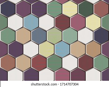 Fondo abstracto de mosaico sin soldadura. Estructura de ruido con azulejos hexagonales. Imagen vectorial