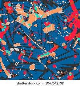 Abstract seamless grunge urban pattern for textile, clothes. Chaotic repeated backdrop. Creative modern geometric background.
