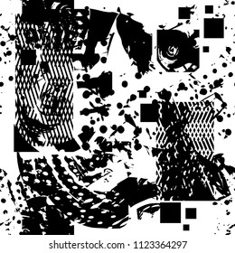 Abstract seamless grunge urban pattern. Black and white repeat backdrop for textile, clothes, wrapping paper. Grungy textured background. monochrome wallpaper