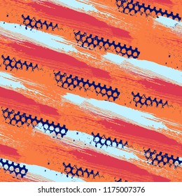 Abstract seamless grunge urban pattern with geometric elements. Chaotic repeated backdrop for textile, clothes, wrapping paper.