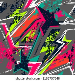 Abstract seamless grunge urban pattern. Textured repeated backdrop for girl, boy, sport textile clothes, wrapping paper. 