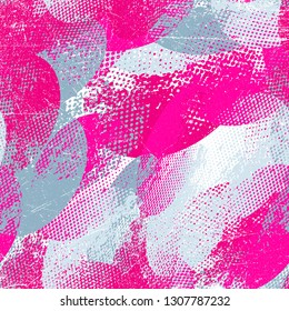 Abstract seamless grunge urban pattern for girls, boys, fashion, sport clothes textile, wrapping paper. Shabby chaotic wallpaper.