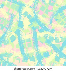 Abstract seamless grunge urban pattern for sport clothes, textile, wrapping paper. Chaotic design with square elements.