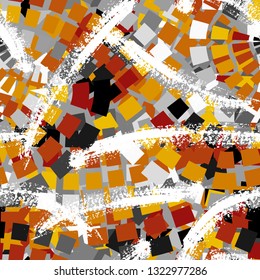 Abstract seamless grunge urban pattern for sport clothes, textile, wrapping paper. Chaotic design with square elements.