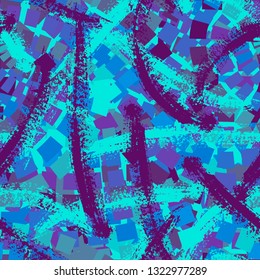 Abstract seamless grunge urban pattern for sport clothes, textile, wrapping paper. Chaotic design with square elements.