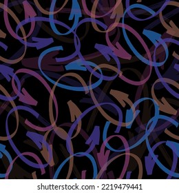 Abstract seamless grunge urban pattern with arrow, lines, graffiti, Shape textured elements, ink. Bright background. Geometric repeated backdrop for boys, textile, clothes. Original wallpaper