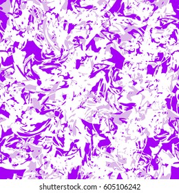 Abstract seamless grunge urban pattern. Monochrome repeated backdrop with Divorces, stains. Chaotic vector granite texture wallpaper in purple and white colors