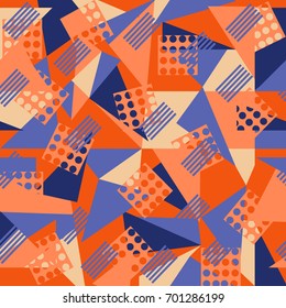 Abstract seamless grunge urban pattern. Bright background. Geometric repeated backdrop for textile, clothes. Original wallpaper