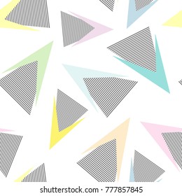 Abstract seamless grunge urban pattern with arrow, triangles, lines, spray paint ink elements. Monochrome urban repeated backdrop for textile,sport clothes, wrapping paper.