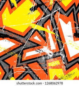 Abstract seamless grungy pattern with dots, curved lines, backdrop for textile, clothes, wrapping paper. Grunge urban iterative wallpaper