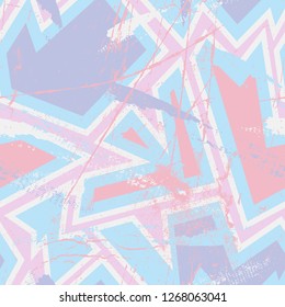 Abstract seamless grungy pattern with dots, curved lines, backdrop for textile, clothes, wrapping paper. Grunge urban iterative wallpaper